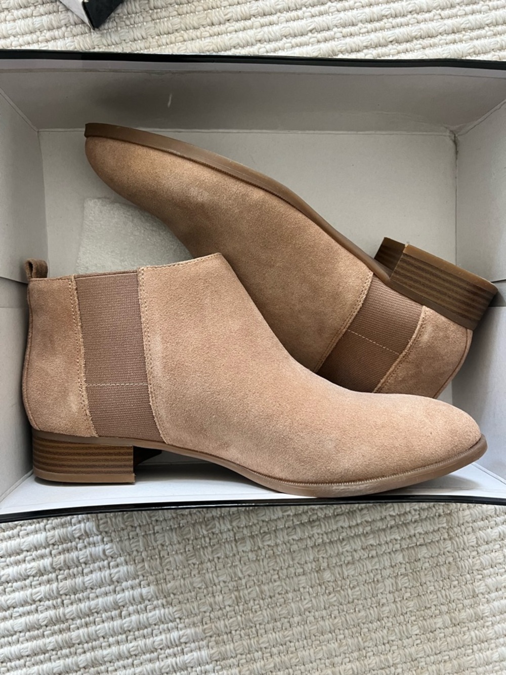 Nine West Suede Chelsea Booties - Beige/Tan